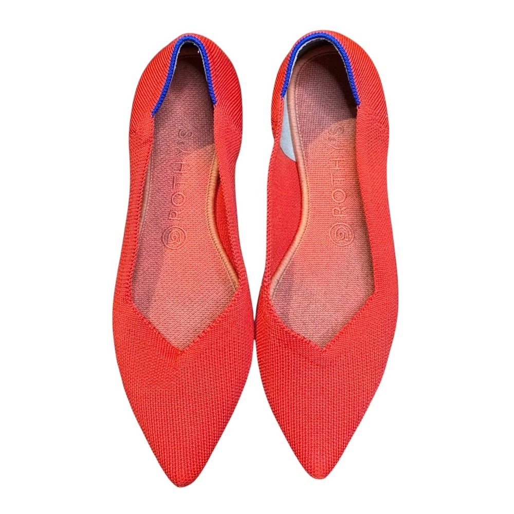 Rothy's The Point Shoes Womens 8.5 Red Knit Pointed Toe Flats Comfort Slip On